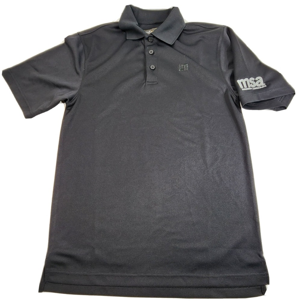 Loudmouth Golf Mens Short Sleeve Polo Shirt Solid Black Size Small MSA Logo
